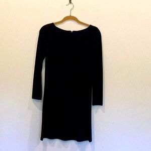 Like new! Ronen Chen Black L/S French seamed front slim dress size 4.